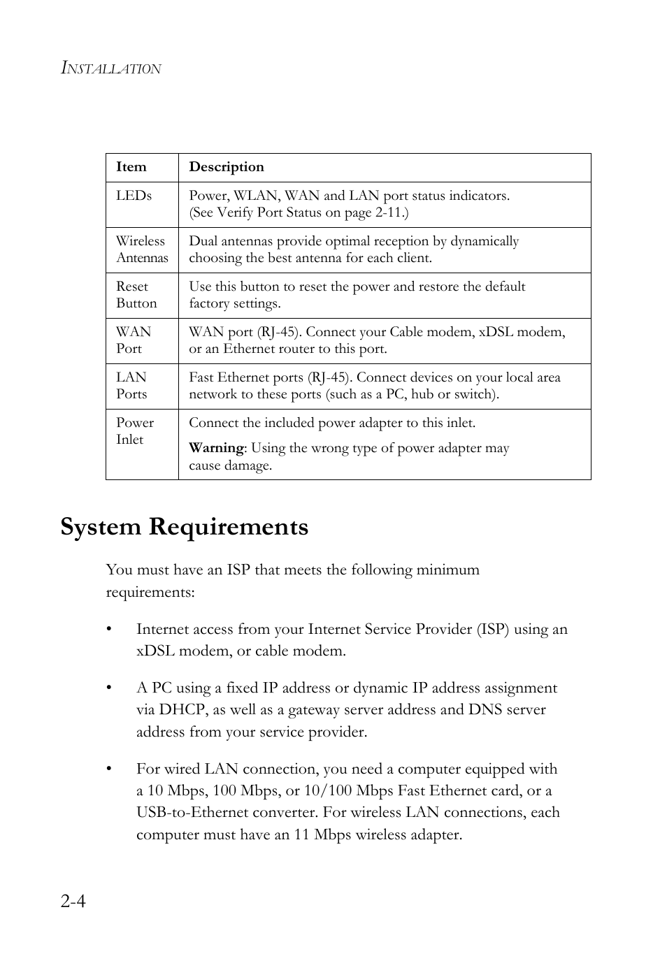 System requirements, System requirements -4 | SMC Networks SMC Barricade Plus SMC7004WFW User Manual | Page 20 / 146