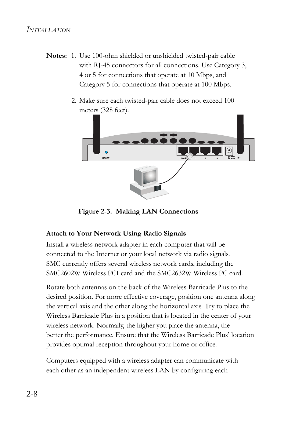 Nstallation | SMC Networks SMC Barricade Plus SMC7004WFW User Manual | Page 24 / 146