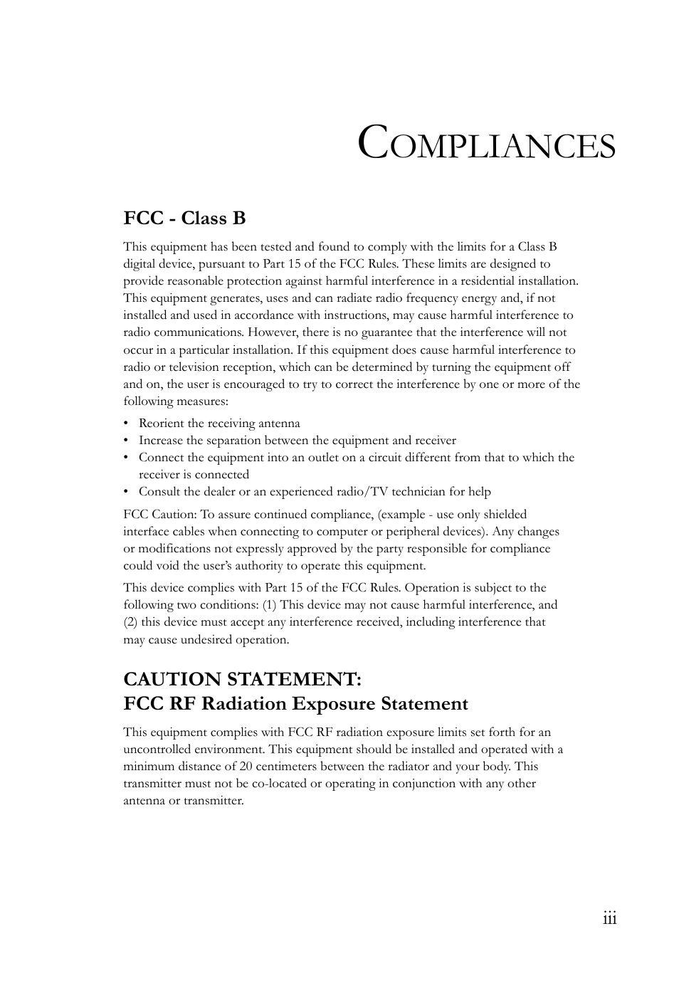 Ompliances | SMC Networks SMC Barricade Plus SMC7004WFW User Manual | Page 4 / 146