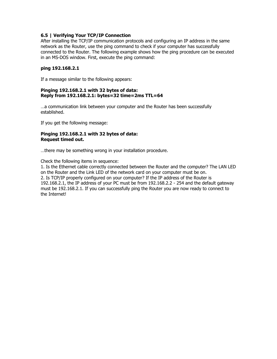 Verifying your tcp/ip connection | SMC Networks SMC Barricade Plus SMCBR18VPN User Manual | Page 11 / 73