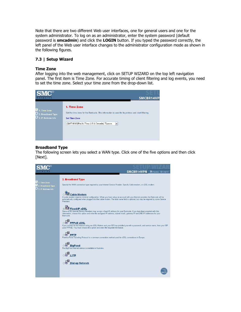 Setup wizard | SMC Networks SMC Barricade Plus SMCBR18VPN User Manual | Page 13 / 73