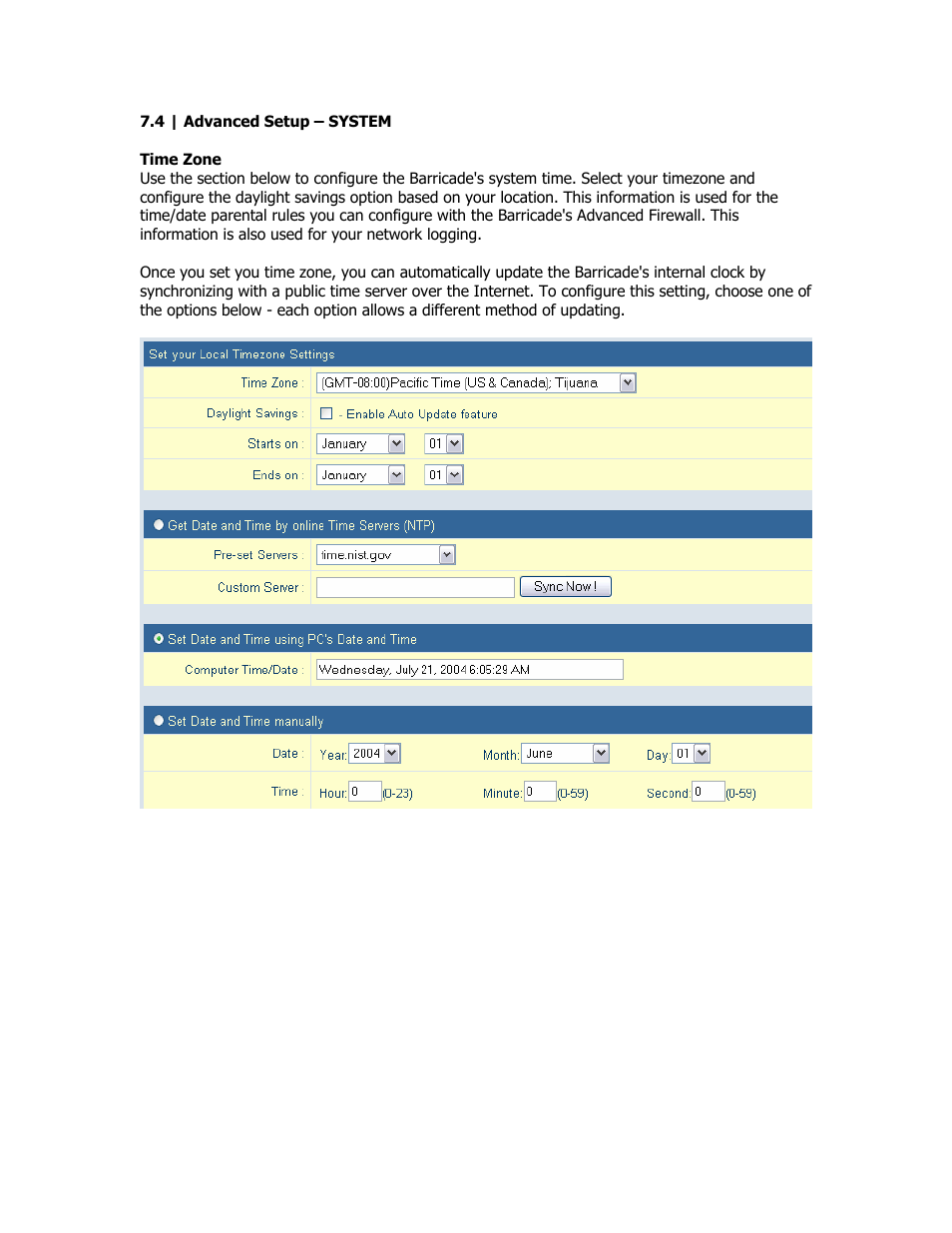 Advanced - system | SMC Networks SMC Barricade Plus SMCBR18VPN User Manual | Page 19 / 73