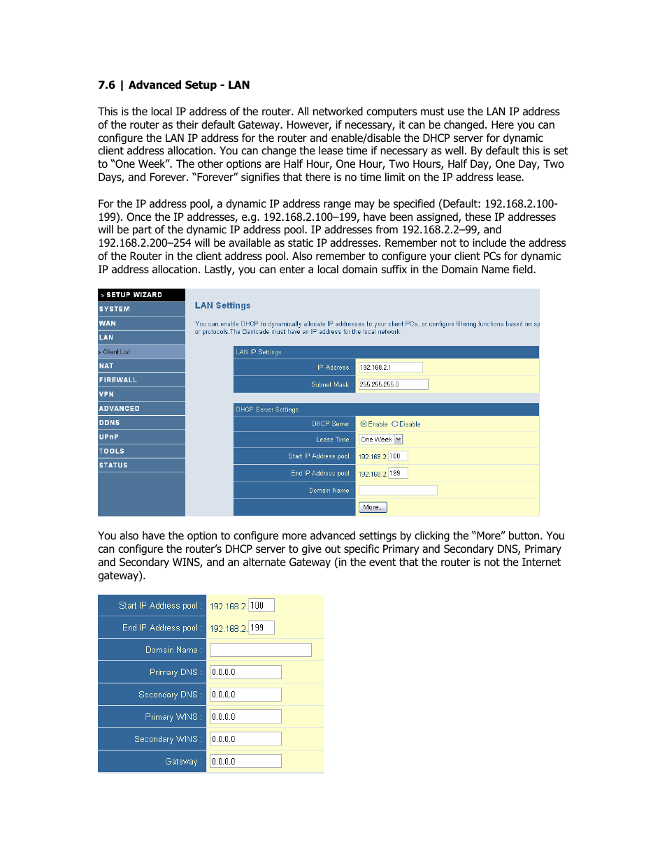 Advanced - lan | SMC Networks SMC Barricade Plus SMCBR18VPN User Manual | Page 27 / 73