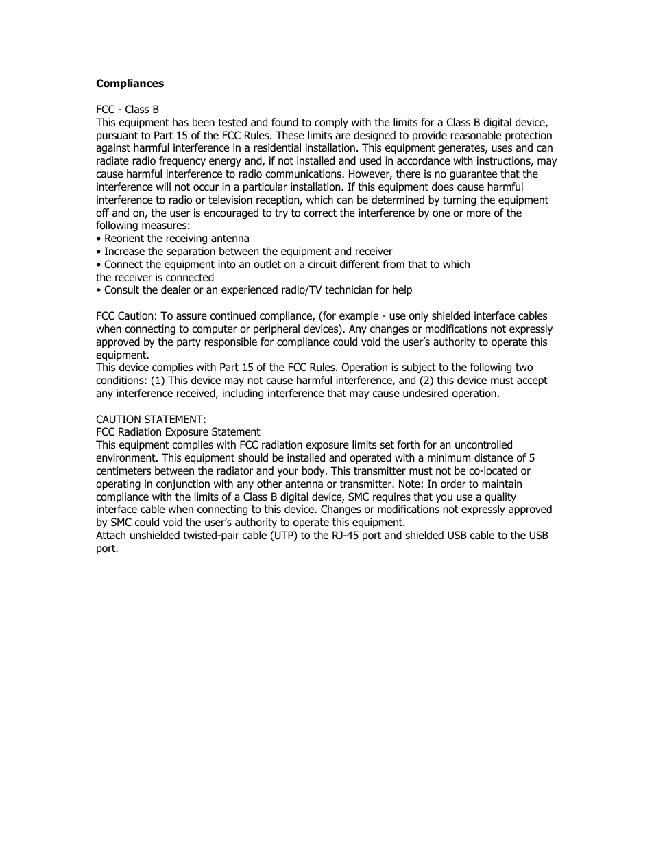 Compliances | SMC Networks SMC Barricade Plus SMCBR18VPN User Manual | Page 3 / 73