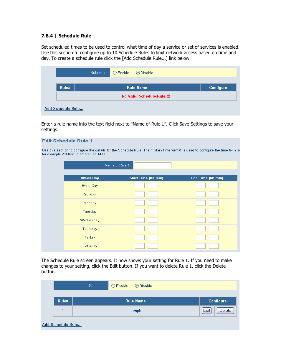 Schedule rule | SMC Networks SMC Barricade Plus SMCBR18VPN User Manual | Page 33 / 73