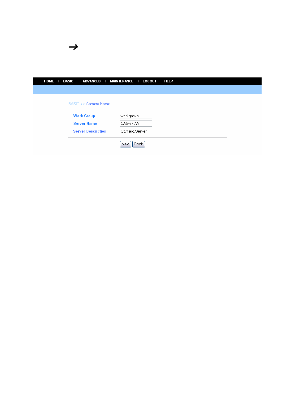 Basic ( camera name, Basic, Camera name | SMC Networks EZ-Connect SMCWIPCAM-G User Manual | Page 36 / 122