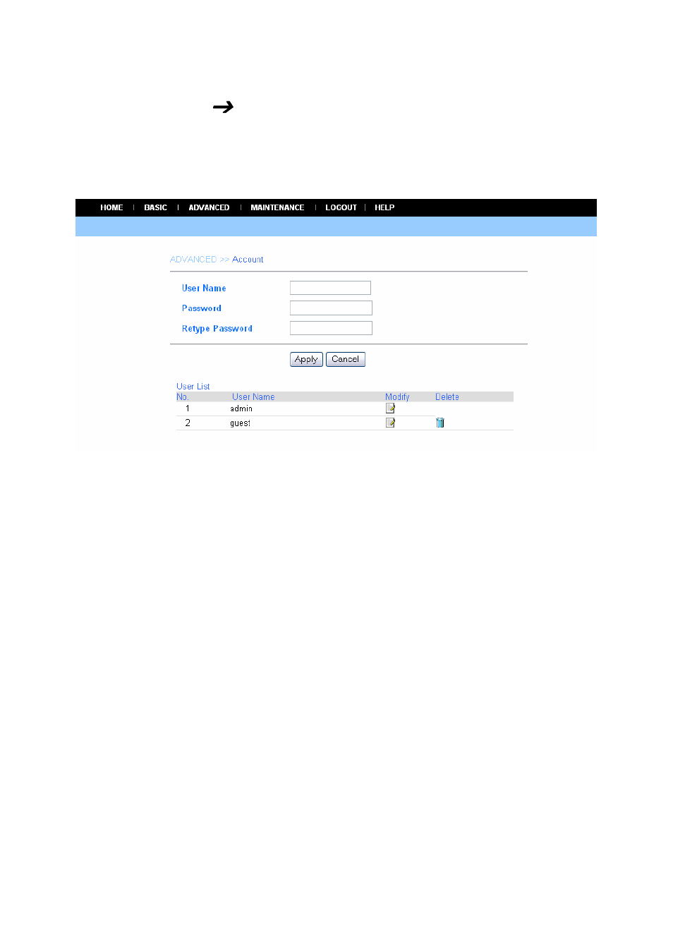 Advanced ( account, Advanced, Account | SMC Networks EZ-Connect SMCWIPCAM-G User Manual | Page 55 / 122