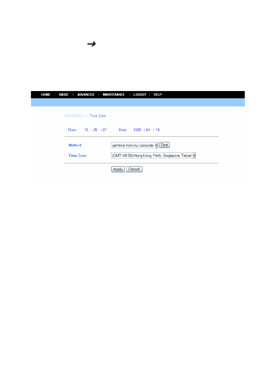 Advanced ( timezone, Advanced, Timezone | SMC Networks EZ-Connect SMCWIPCAM-G User Manual | Page 56 / 122