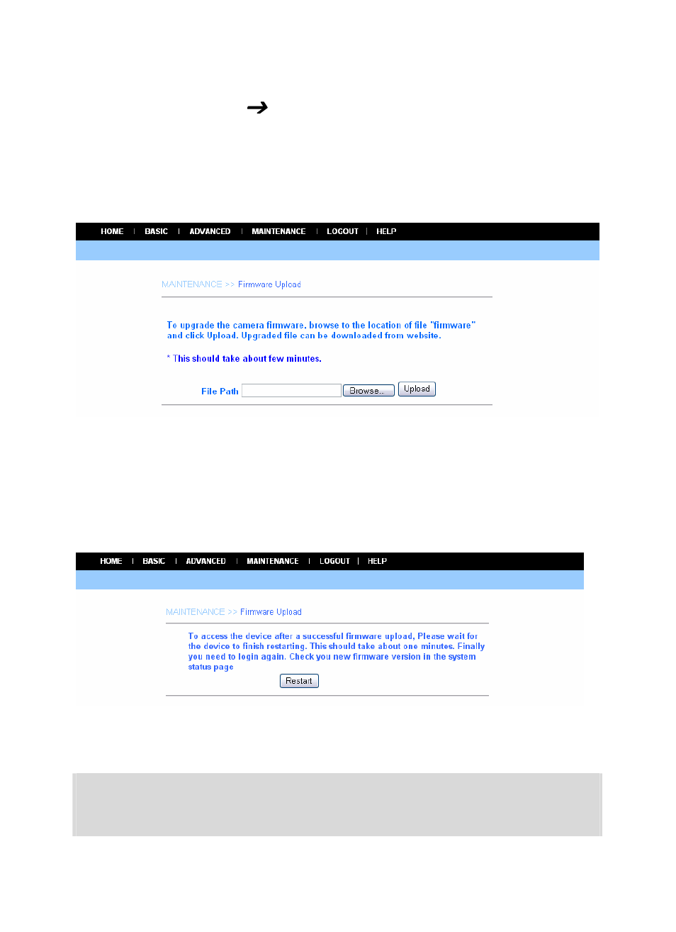 Maintenance ( firmware upload, Maintenance, Firmware upload | SMC Networks EZ-Connect SMCWIPCAM-G User Manual | Page 61 / 122