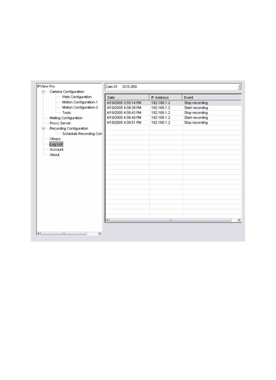 Log list | SMC Networks EZ-Connect SMCWIPCAM-G User Manual | Page 95 / 122