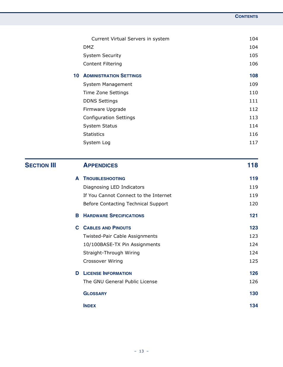 Iii a | SMC Networks SMCWBR11S-N User Manual | Page 13 / 137