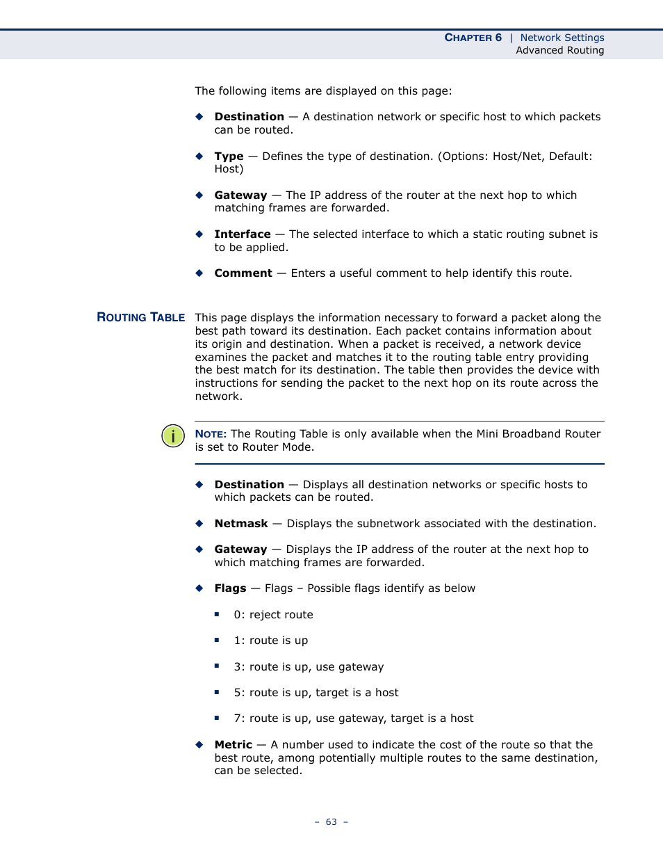 Routing table | SMC Networks SMCWBR11S-N User Manual | Page 63 / 137