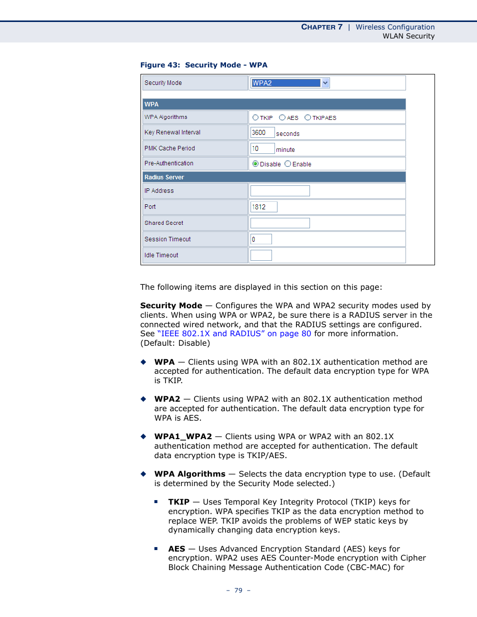 Figure 43: security mode - wpa | SMC Networks SMCWBR11S-N User Manual | Page 79 / 137