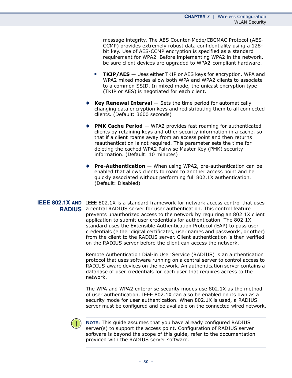 Ieee 802.1x and radius | SMC Networks SMCWBR11S-N User Manual | Page 80 / 137