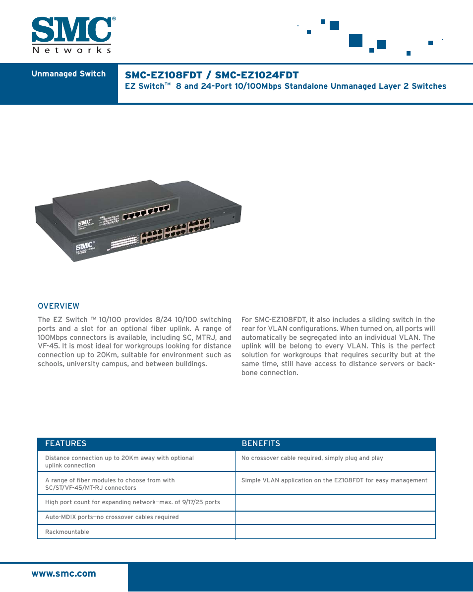 SMC Networks SMC-EZ1024FDT User Manual | 2 pages