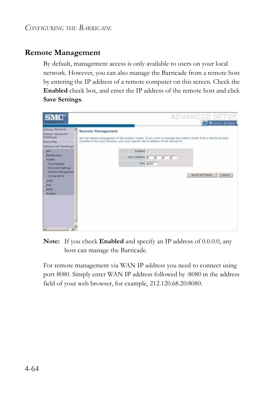 64 remote management | SMC Networks SMCWBR14-G2 User Manual | Page 110 / 132