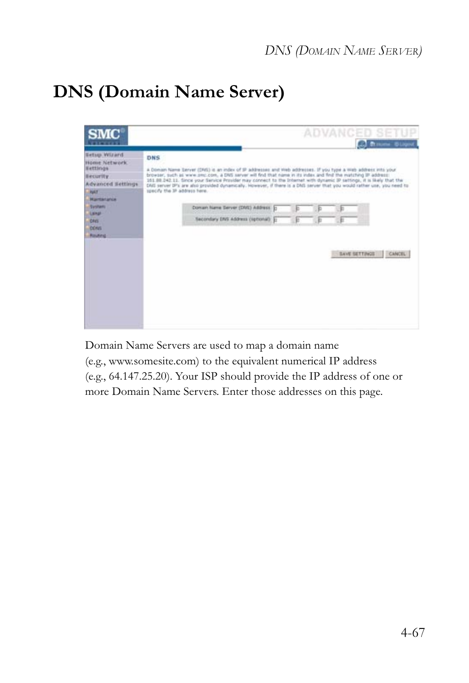 Dns (domain name server) | SMC Networks SMCWBR14-G2 User Manual | Page 113 / 132