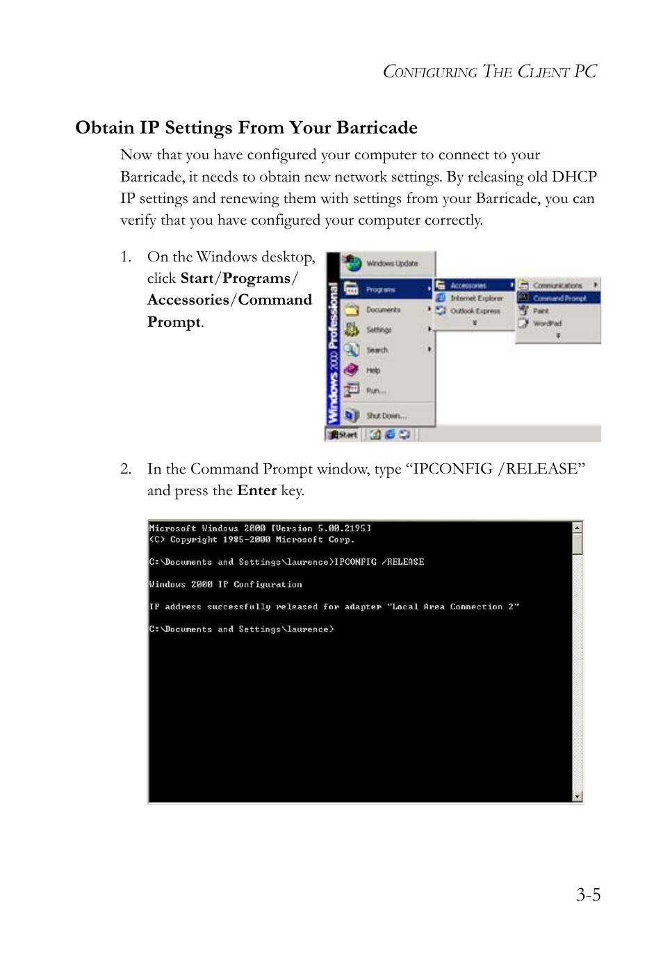 Pc 3-5 obtain ip settings from your barricade | SMC Networks SMCWBR14-G2 User Manual | Page 33 / 132