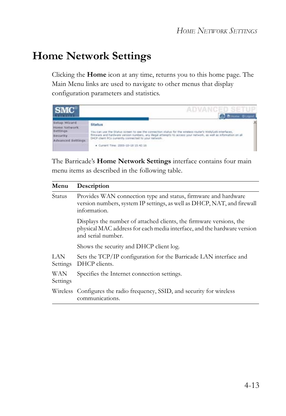 Home network settings | SMC Networks SMCWBR14-G2 User Manual | Page 59 / 132