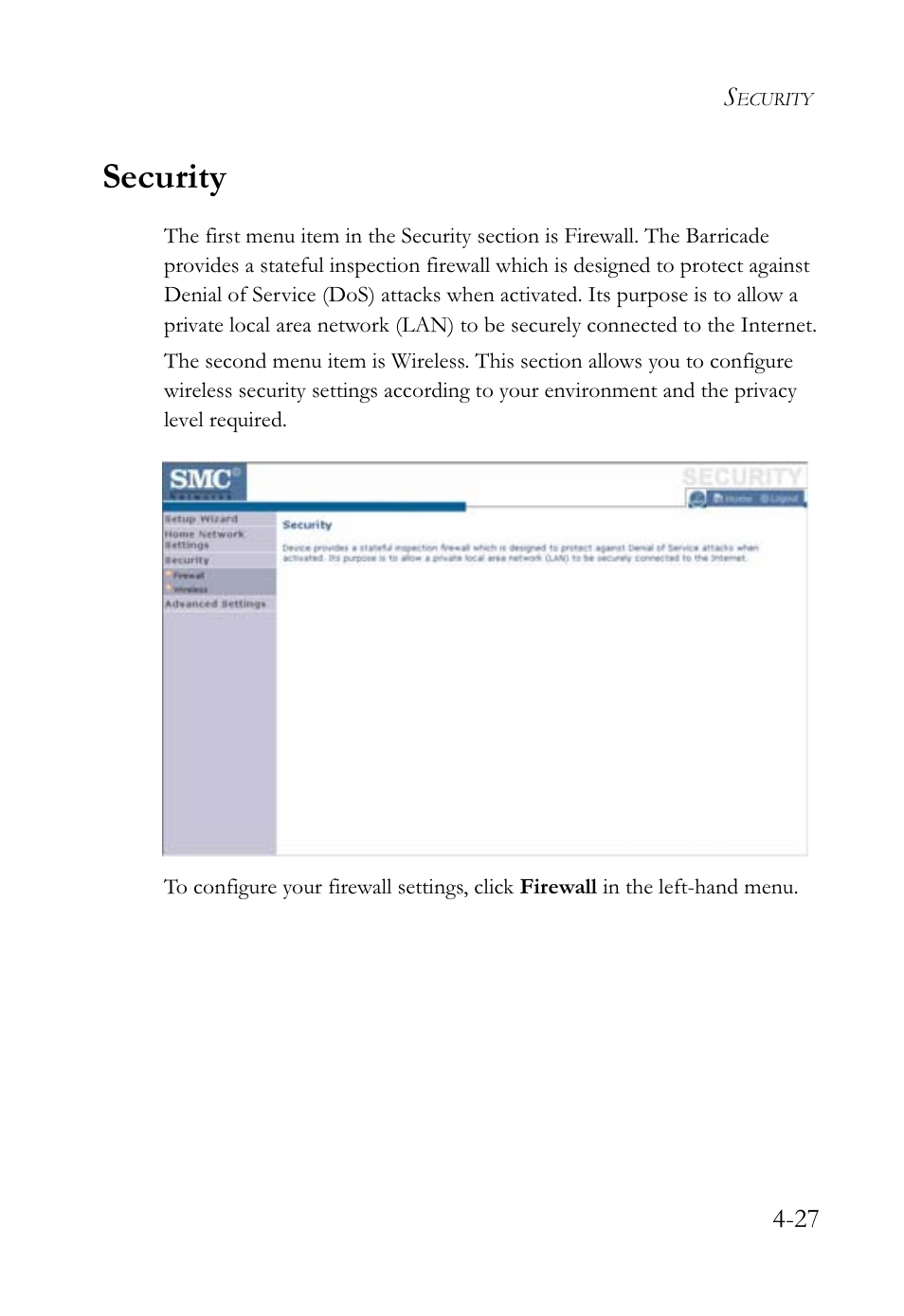 Security | SMC Networks SMCWBR14-G2 User Manual | Page 73 / 132