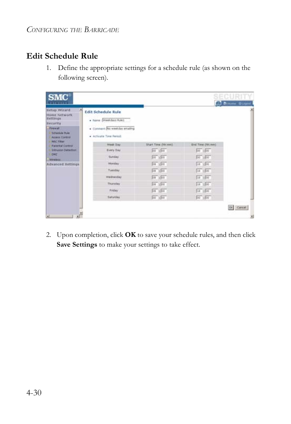 30 edit schedule rule | SMC Networks SMCWBR14-G2 User Manual | Page 76 / 132