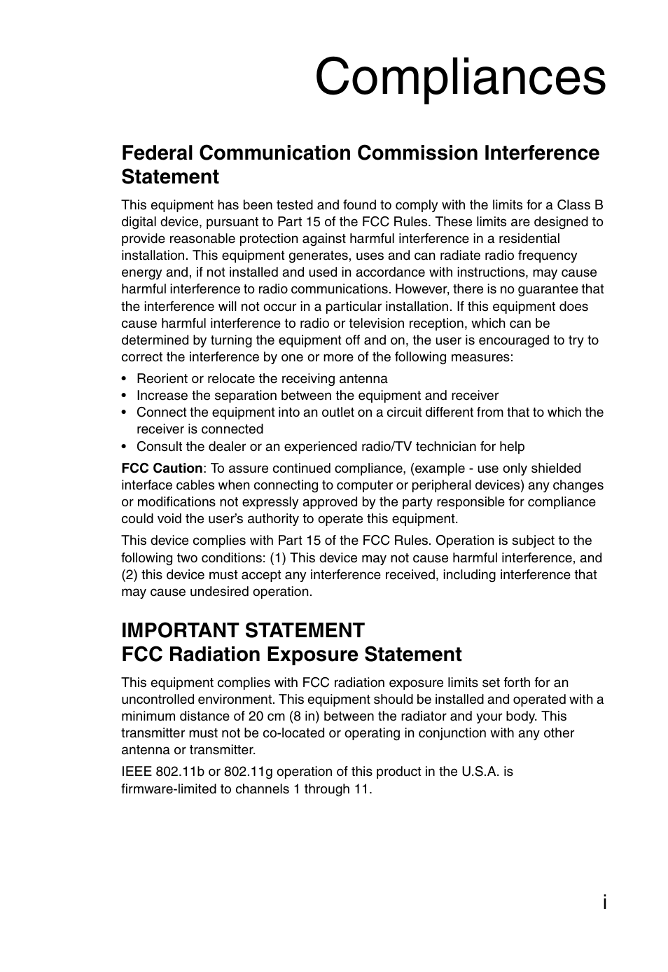 Compliances | SMC Networks SMC EZ Connect g SMCWPCI-G User Manual | Page 5 / 50