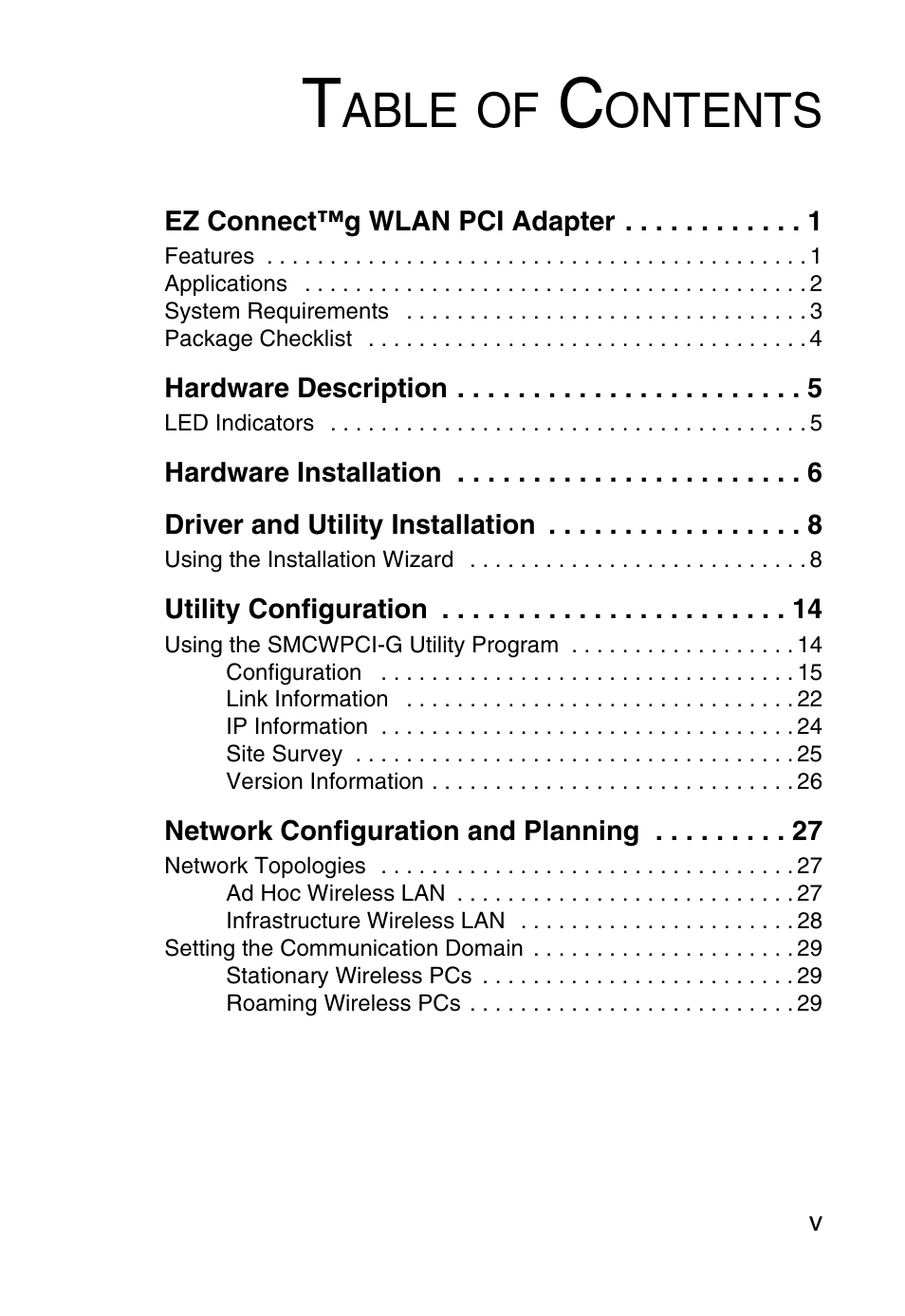 Able, Ontents | SMC Networks SMC EZ Connect g SMCWPCI-G User Manual | Page 9 / 50