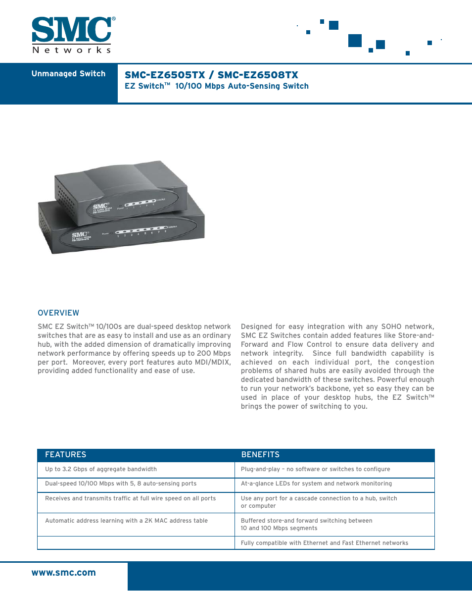 SMC Networks SMC-EZ6508TX User Manual | 2 pages