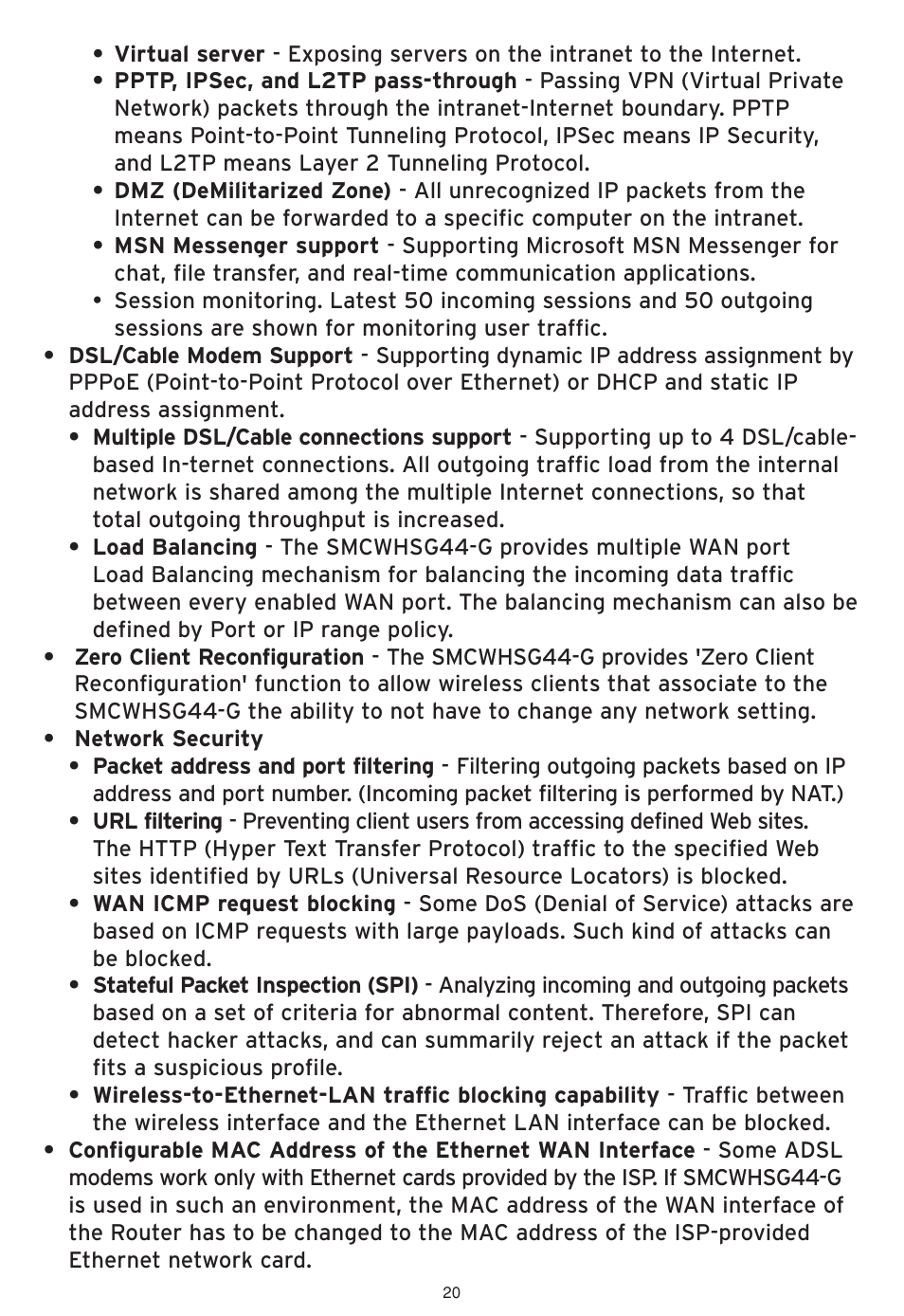 SMC Networks SMCWHSG44-G User Manual | Page 21 / 100