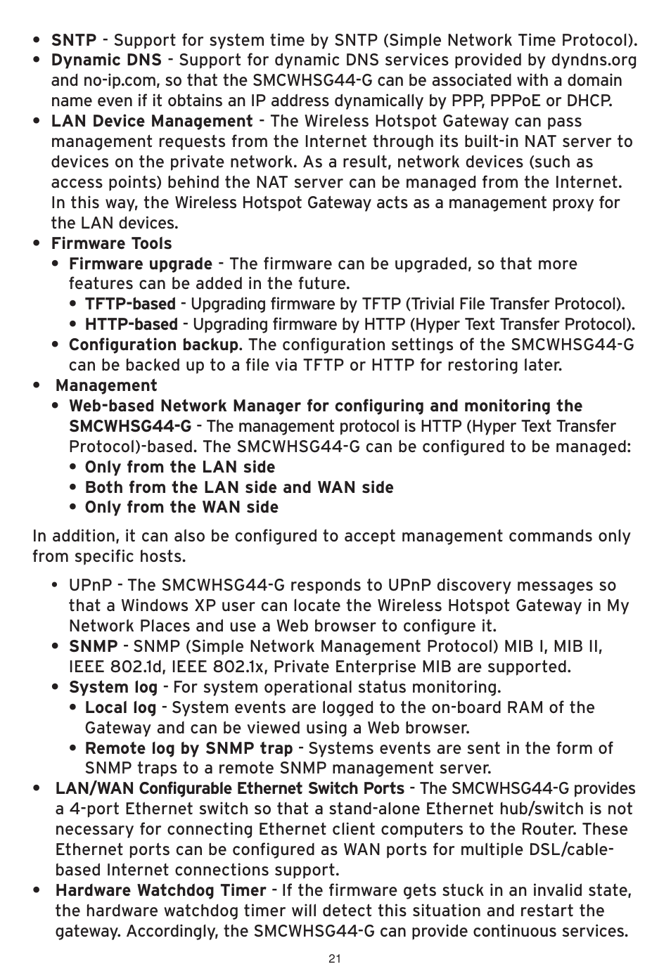 SMC Networks SMCWHSG44-G User Manual | Page 22 / 100