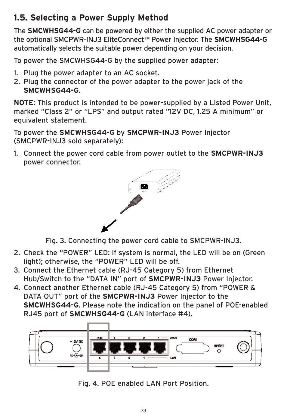 Selecting a power supply method | SMC Networks SMCWHSG44-G User Manual | Page 24 / 100