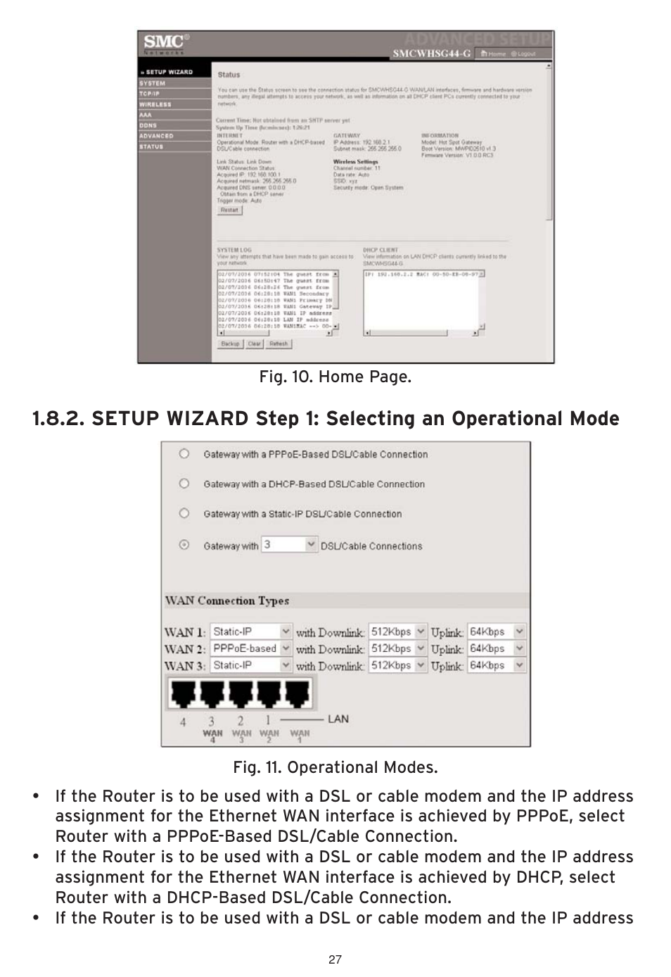 Setup wizard step 1: selecting an operational mode | SMC Networks SMCWHSG44-G User Manual | Page 28 / 100