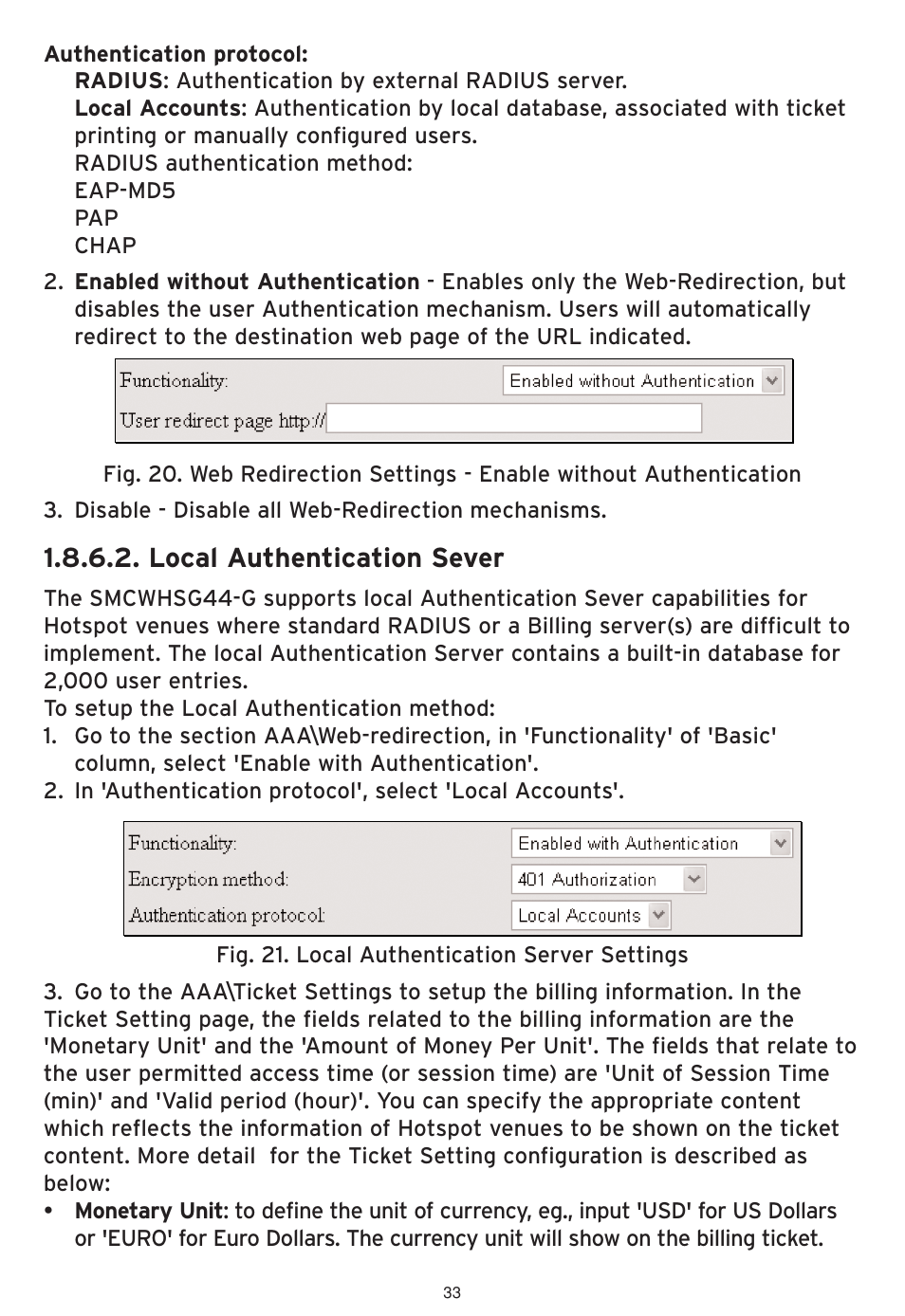 Local authentication sever | SMC Networks SMCWHSG44-G User Manual | Page 34 / 100