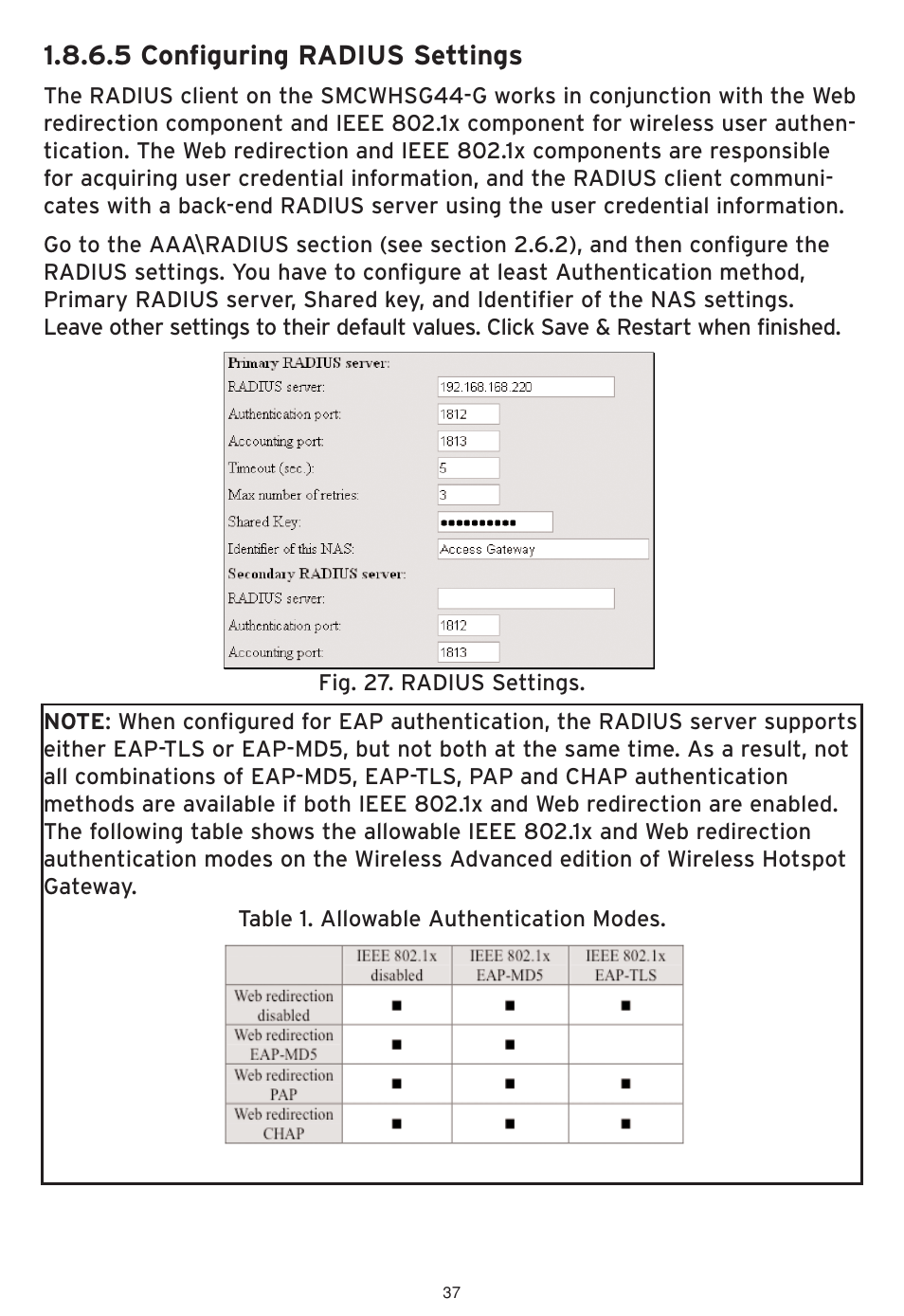 5 configuring radius settings | SMC Networks SMCWHSG44-G User Manual | Page 38 / 100