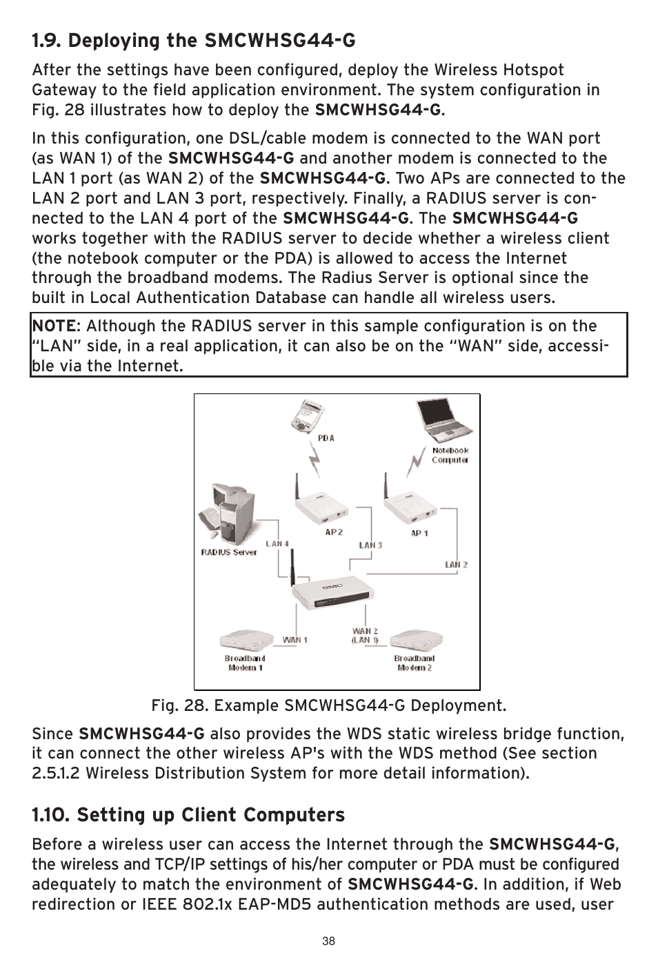 Deploying the smcwhsg44-g, Setting up client computers | SMC Networks SMCWHSG44-G User Manual | Page 39 / 100