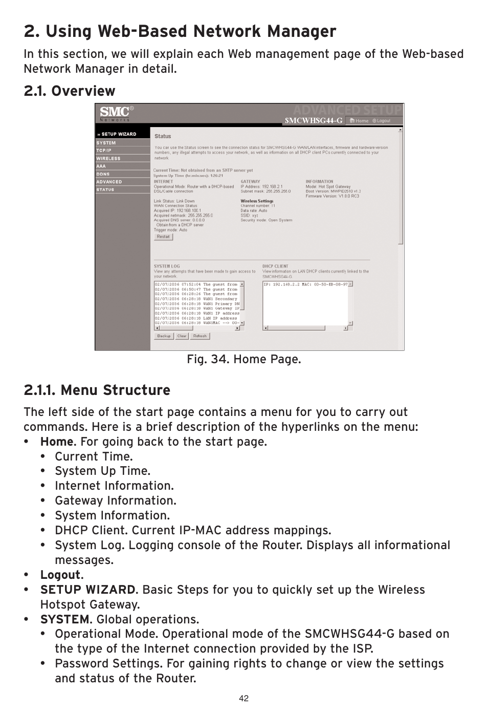 Using web-based network manager | SMC Networks SMCWHSG44-G User Manual | Page 43 / 100