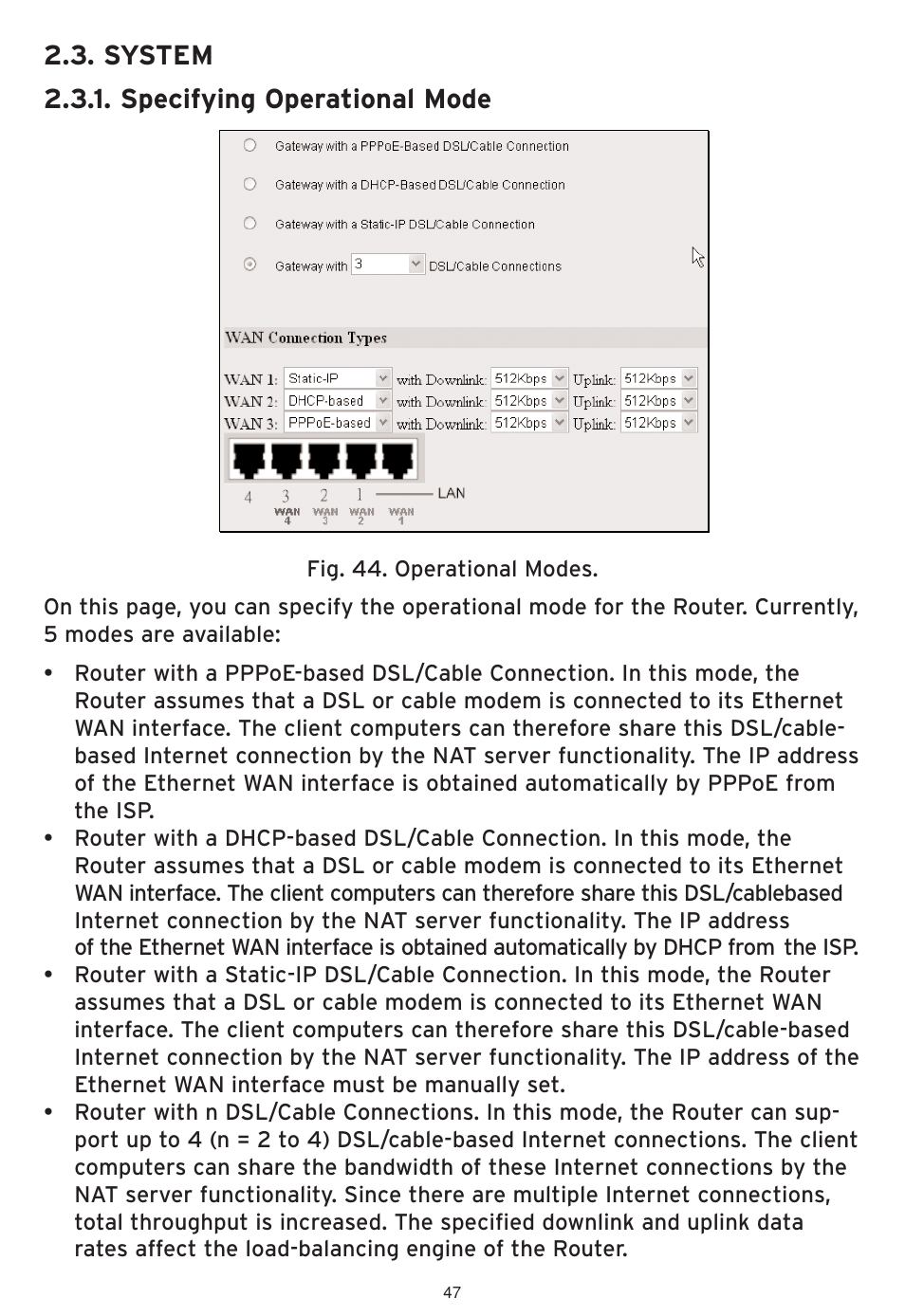 System 2.3.1. specifying operational mode | SMC Networks SMCWHSG44-G User Manual | Page 48 / 100