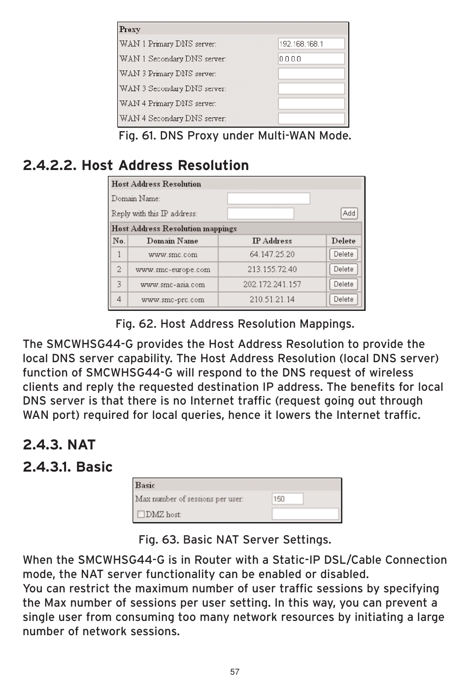 Host address resolution, Nat 2.4.3.1. basic | SMC Networks SMCWHSG44-G User Manual | Page 58 / 100