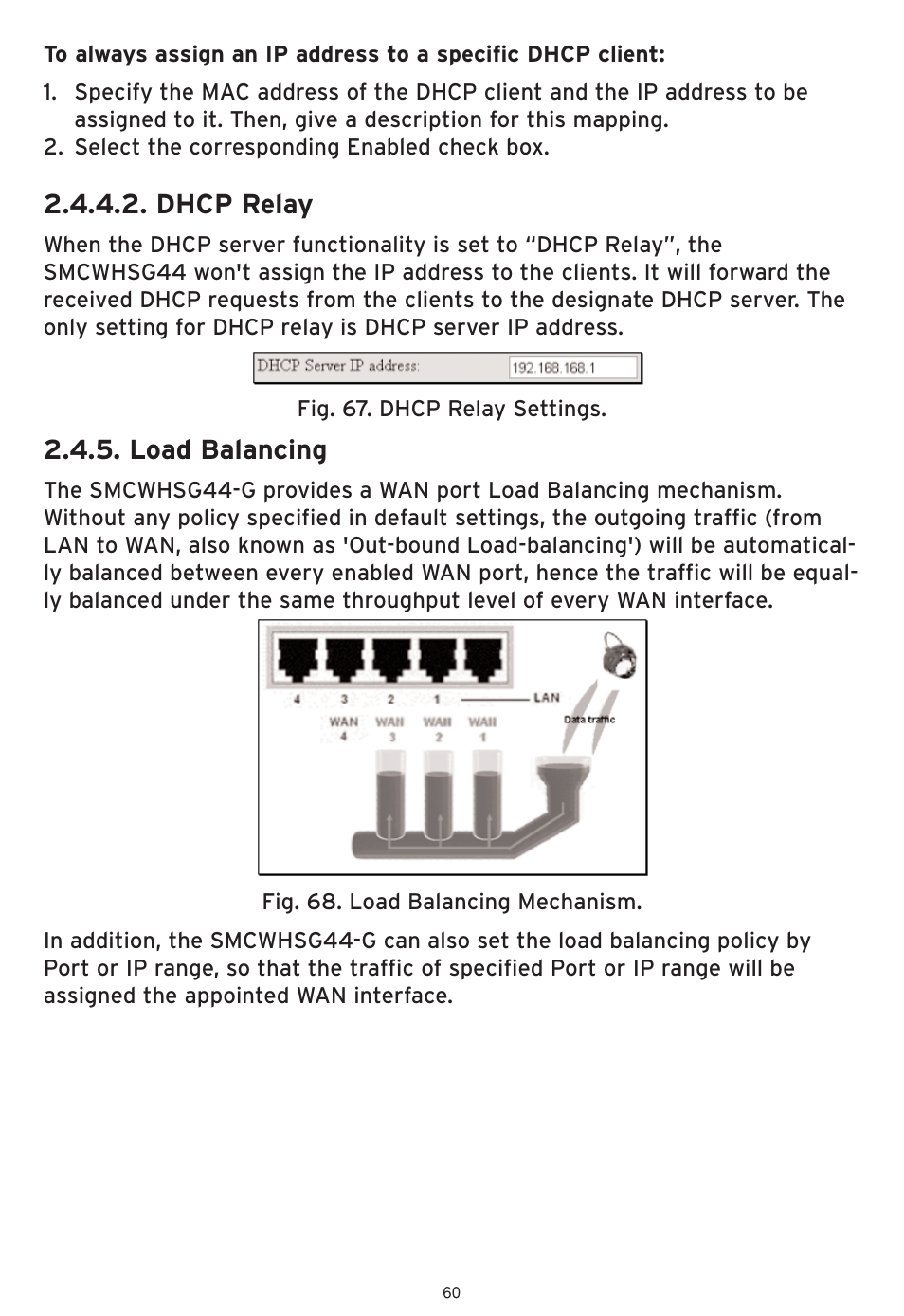 Dhcp relay, Load balancing | SMC Networks SMCWHSG44-G User Manual | Page 61 / 100