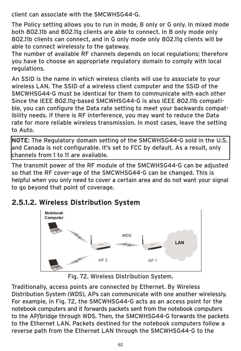 Wireless distribution system | SMC Networks SMCWHSG44-G User Manual | Page 63 / 100