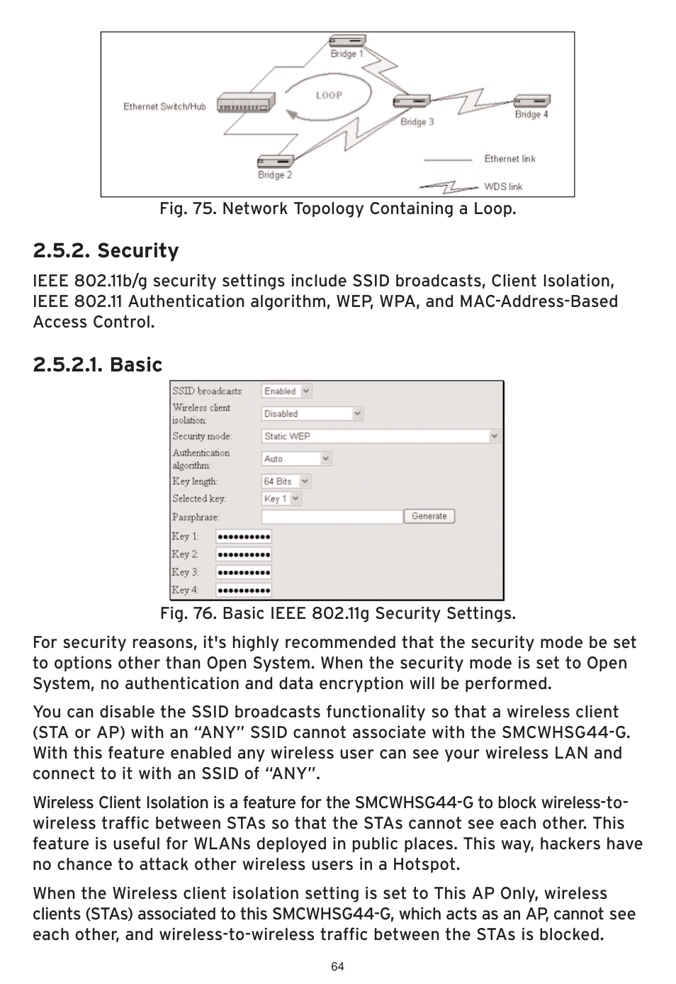 Security, Basic | SMC Networks SMCWHSG44-G User Manual | Page 65 / 100