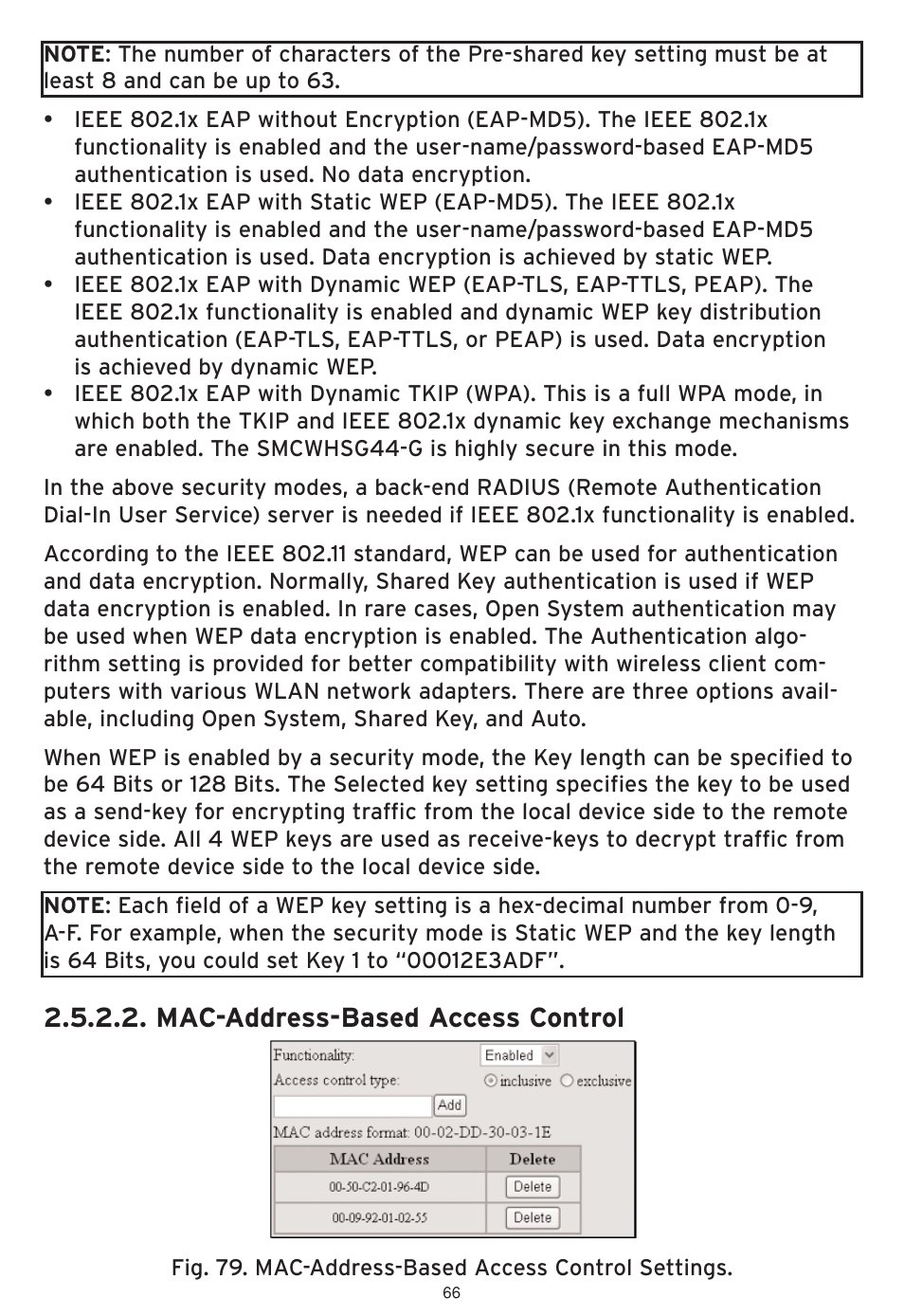 Mac-address-based access control | SMC Networks SMCWHSG44-G User Manual | Page 67 / 100