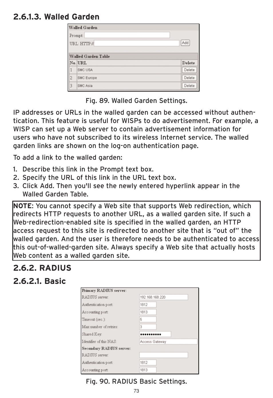 Walled garden, Radius 2.6.2.1. basic | SMC Networks SMCWHSG44-G User Manual | Page 74 / 100