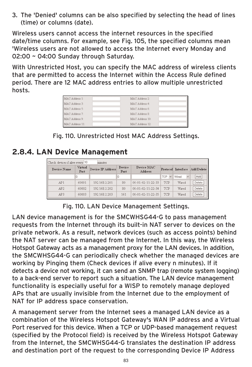 Lan device management | SMC Networks SMCWHSG44-G User Manual | Page 84 / 100