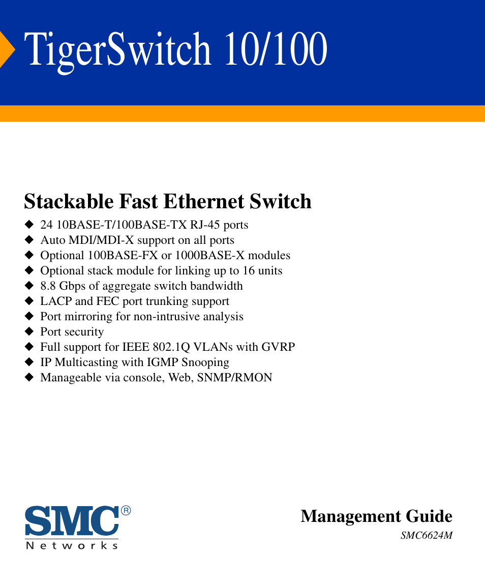 SMC Networks SMC TigerStack II SMC6624M User Manual | 364 pages
