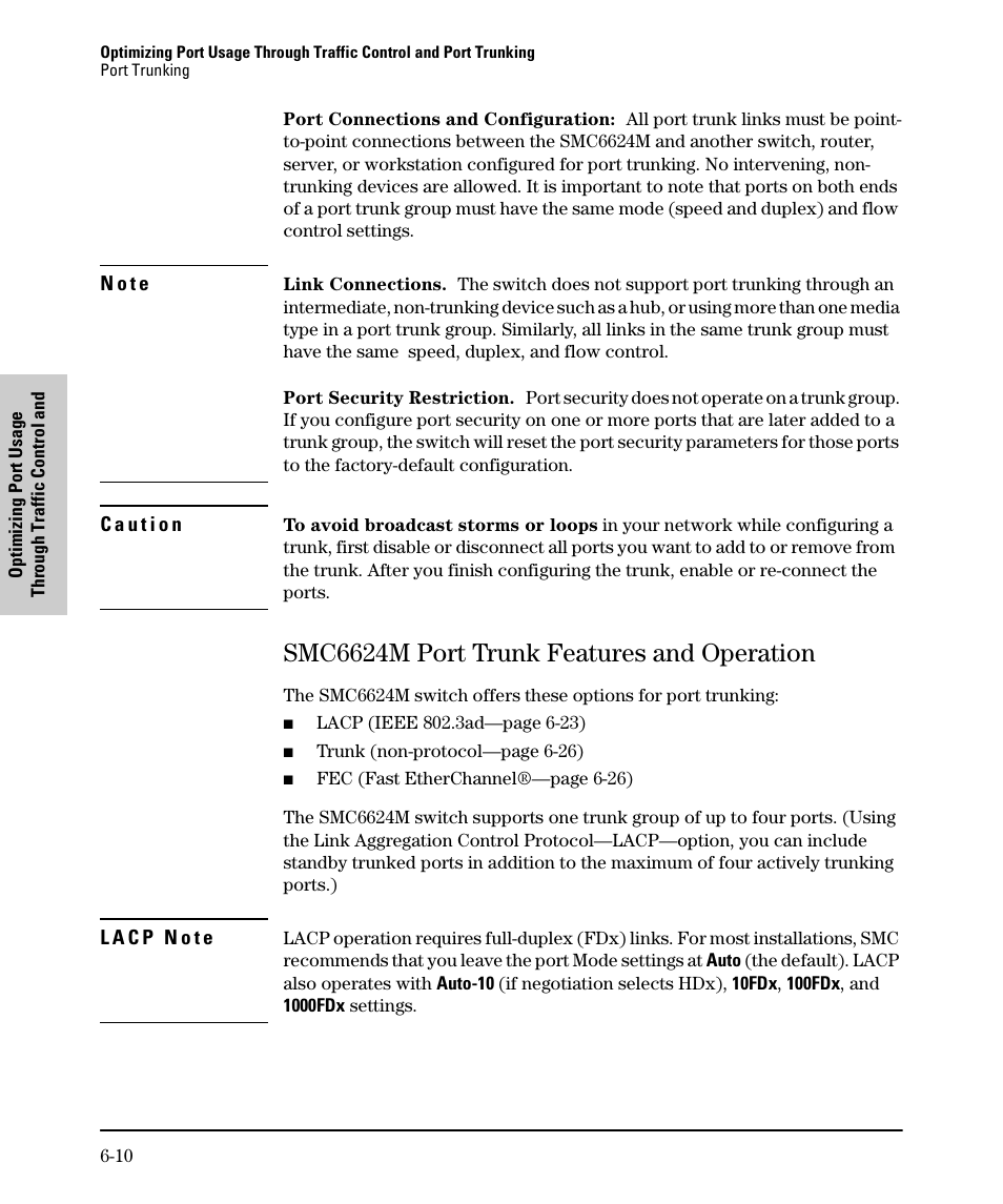 Smc6624m port trunk features and operation, Smc6624m port trunk features and operation -10 | SMC Networks SMC TigerStack II SMC6624M User Manual | Page 102 / 364