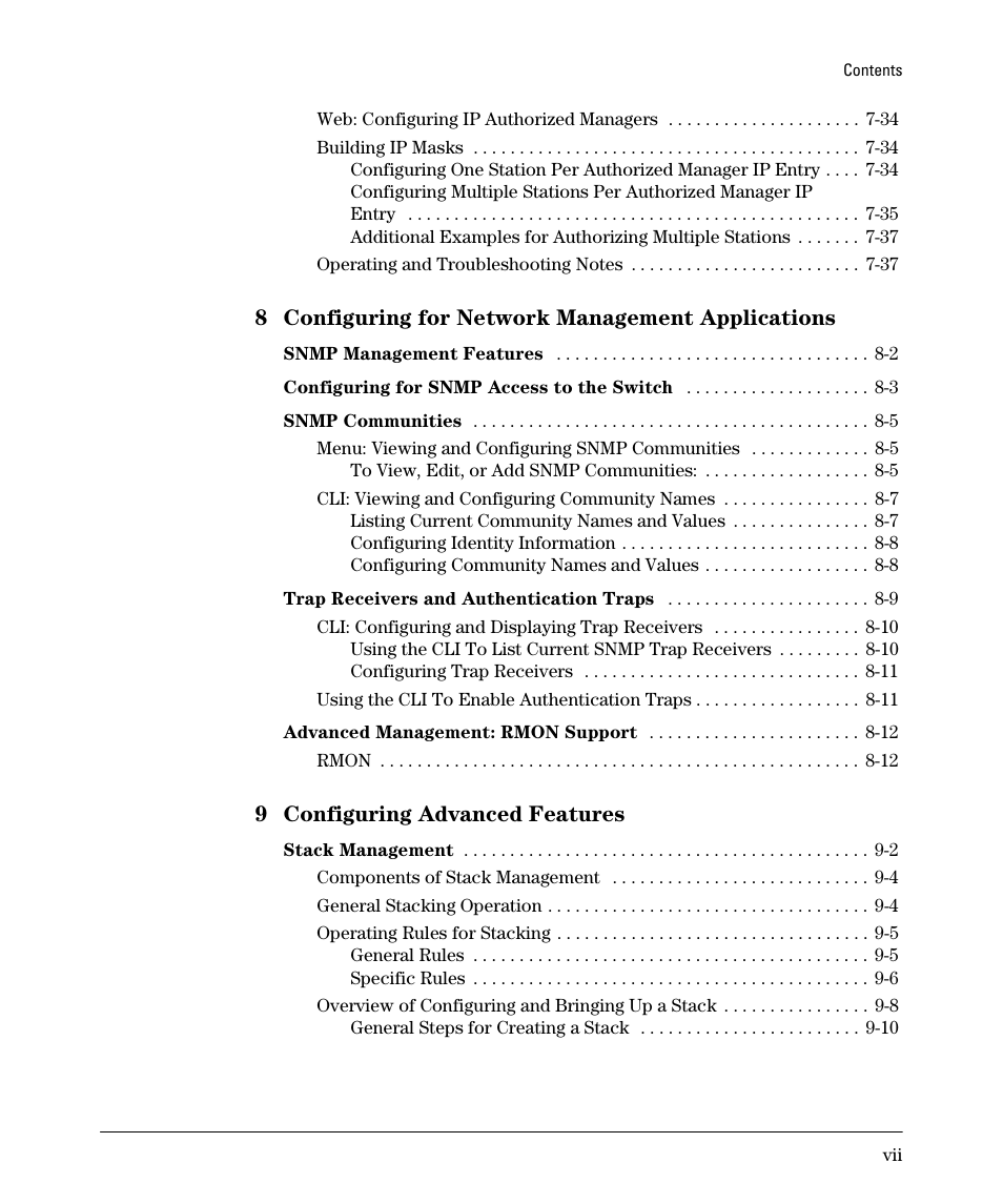 8 configuring for network management applications, 9 configuring advanced features | SMC Networks SMC TigerStack II SMC6624M User Manual | Page 11 / 364