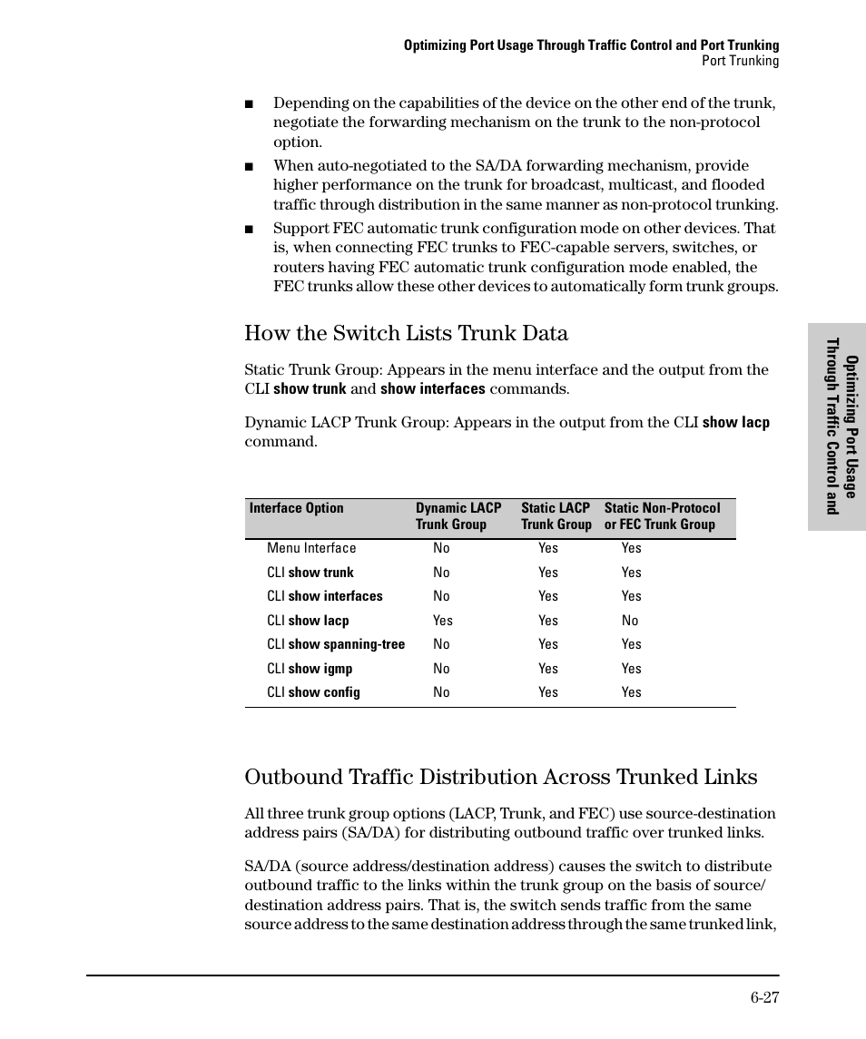 How the switch lists trunk data, Outbound traffic distribution across trunked links, How the switch lists trunk data -27 | SMC Networks SMC TigerStack II SMC6624M User Manual | Page 119 / 364