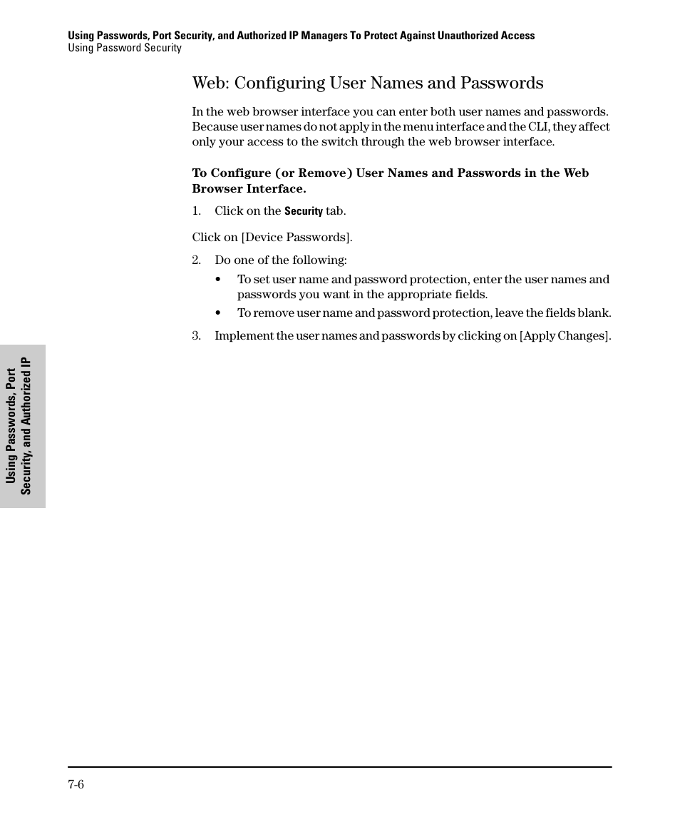 Web: configuring user names and passwords, Web: configuring user names and passwords -6 | SMC Networks SMC TigerStack II SMC6624M User Manual | Page 126 / 364