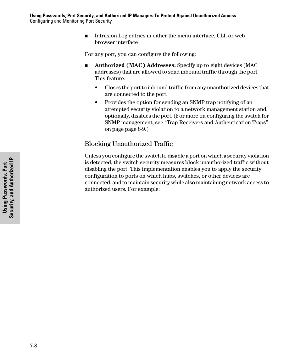 Blocking unauthorized traffic, Blocking unauthorized traffic -8 | SMC Networks SMC TigerStack II SMC6624M User Manual | Page 128 / 364
